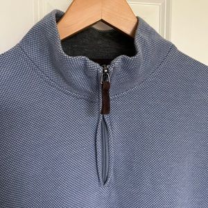 Tasso Elba 1/4 Zip Long Sleeve Pullover Blue Heather Cotton Blend Sweater Men XL